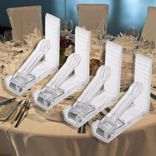 4 Pcs Clear Tablecloth Clips Picnic Table Cloth Holder Plastic Table Cover Clamps for Home Kitchen Wedding Party Decor Supplies