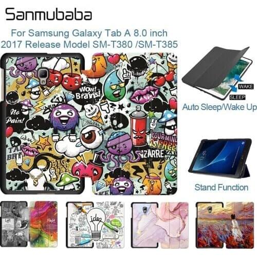 Sanmubaba 2017 Case For Samsung Galaxy Tab A 8 inch SM-T380 T385 PU Leather Magnetic Flip Stand Smart Cover Auto Sleep Wake Up