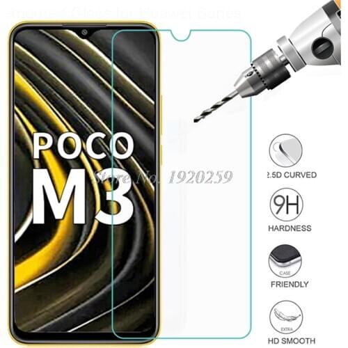 Screen Protector For Xiaomi Poco M3 Tempered Glass 9H Protective Film Explosion-proof On Little Pocophone M3 Telefone Cover Film
