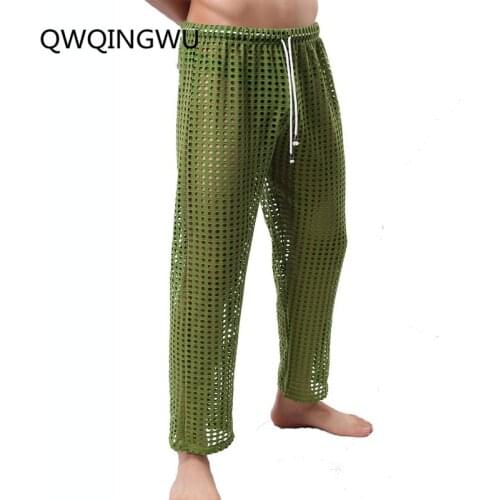 Sexy Mens Mesh Sheer See Through Long Pants Trousers Home Casual Loose Ultra-thin Sleep Bottoms Pajama Mesh Pants Underpants