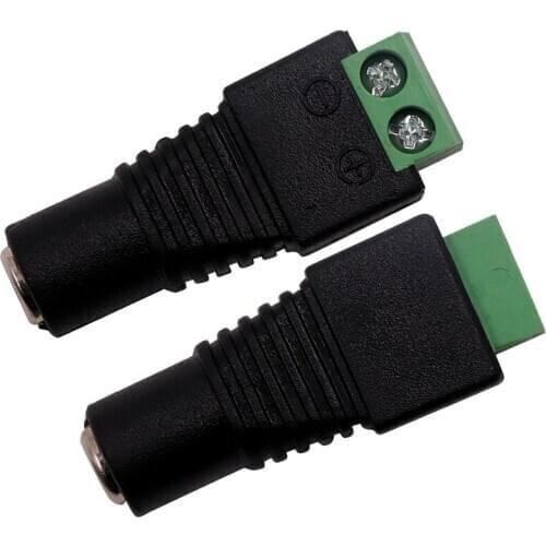 5.5mm x 2.1mm DC Power female Jack Connector Adapter plug For 5050 3528 5054 LED Strip Light CCTV 5/10/100pcs