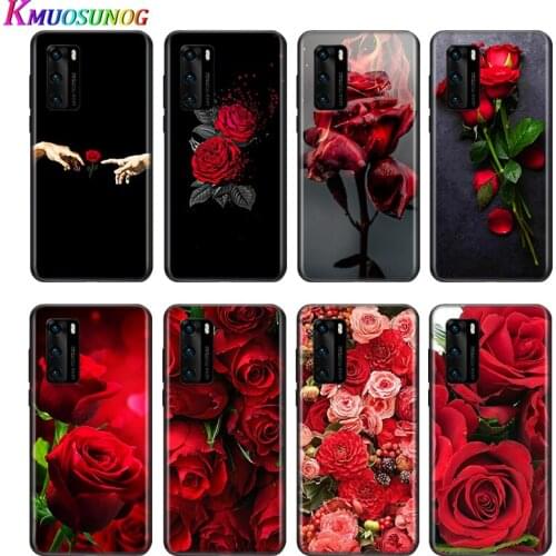 Silicone Cover Beautiful Red Roses For P Smart S Z Mate 40 30 20 10 Plus PRO Plus Lite 2018 2019 2020 Soft Phone Case