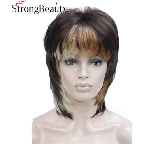 Strong Beauty Synthetic Medium Length Straight Wigs Women Capless Wig