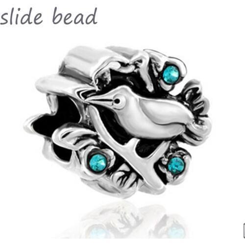 Slide beads New jungle bird charm beads. Suitable for Pandora charm bracelets and necklaces