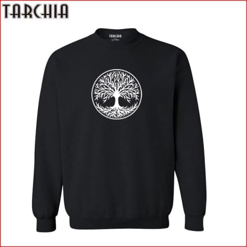 TARCHIA 2021 Oversized Tree Letter Print Mens Hoodies Sweatshirts Plus Size O-neck Cotton Sweatshirt Men Pullovers Tops