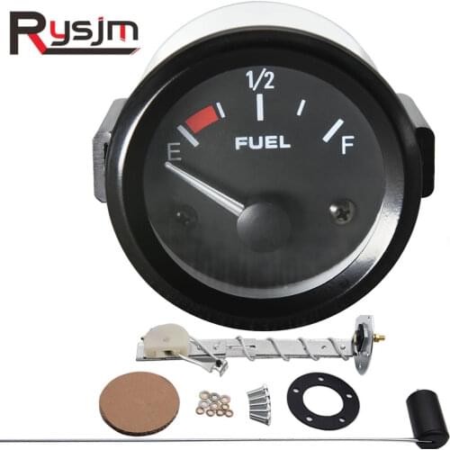 Fuel Gauges 2'' 52mm 12V DC Mechanical Car Fuel Level Gauge Black Oil FG /Car Meter White LED Light Black Rim Automotive Gauges