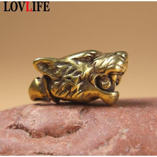 Vintage Copper Leopard head Keychains Pendant Brass Metal Animal Keychain Bag Charm Car Key Ring Holder Handmade Gifts Accessory