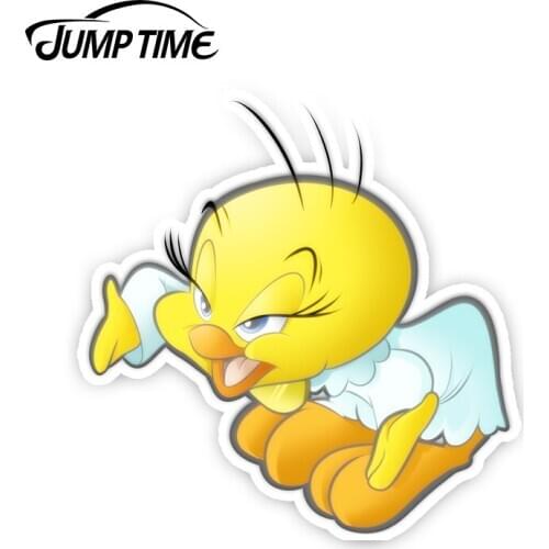Jump Time 13cm x 10.6cm For Cartoon Tweety Cute Bird Vinyl Decal Funny Car Stickers Waterproof Car Styling Decoration