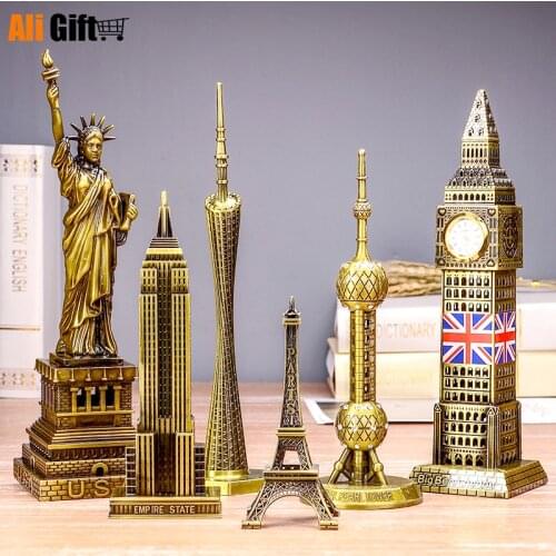 World famous Eiffel Tower landmark building metal model of Big Ben birthday gift ornaments home decoration accessories statue
