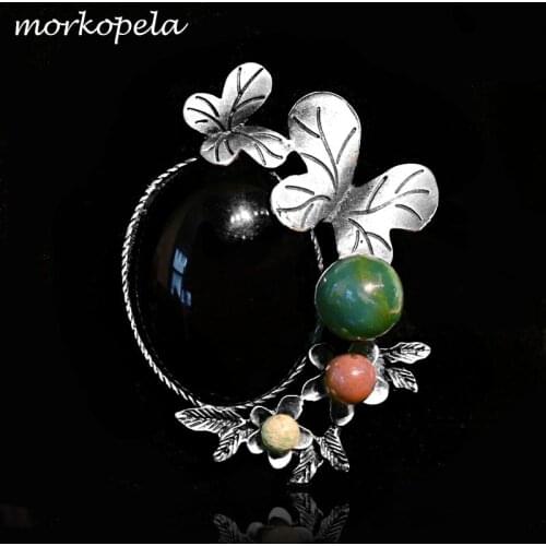 Morkopela Nature Stone Big Brooch Vintage Flower Brooch Bouquet Clothes Pin Antique Metal Brooches And Pins For Women new