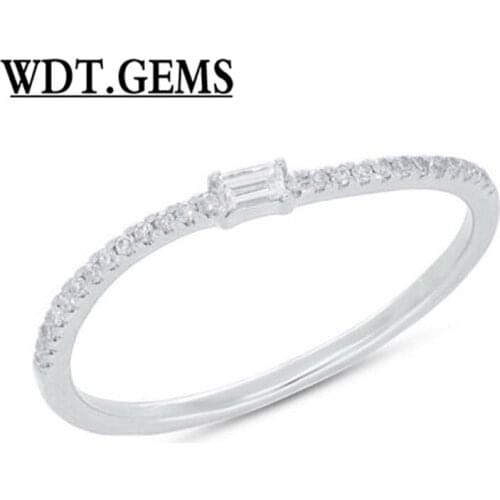 Womens 0.10CT 10K White Gold Stackable Curved Band Diamond Dainty Fashion Ring