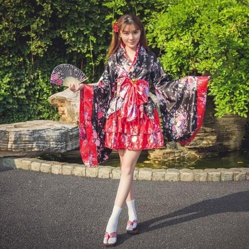 Womens Sexy Kimono Sakura Anime Costume Japanese Kimono Traditional Print Vintage Original Tradition Silk Yukata Dress S-XXL