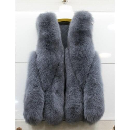 SF0246 BIG SALE hot new natural fox fur long vest real fox fur gilet winter high quality women fox fur waistcoat
