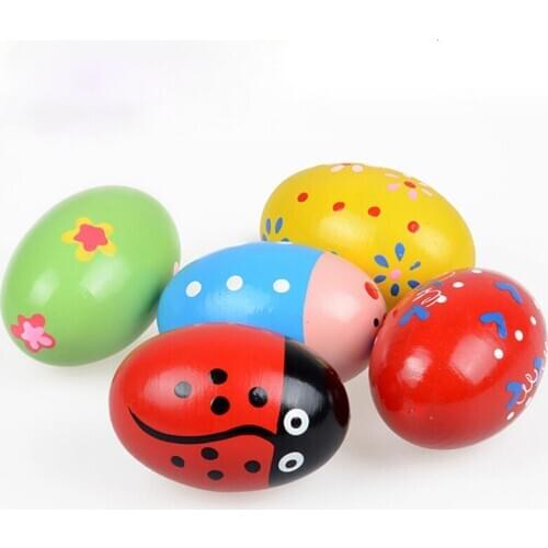 1Pcs Hot Sale Wooden Sand Eggs Egg Instruments Percussion Musical Educational Toys for Children Babies Children Colors Random