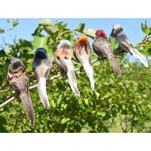 4Pcs Random Color Foam Feather Artificial Birds Miniature Vividly Sparrow Xmas Tree Outdoor Yard Ornaments Garden Decoration