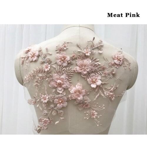 1pc Multi-color Dress Chest Back Patch Applique 3D Beaded Mirrored Flowers DIY Sewing Accessories Clothes Decorative Flowers