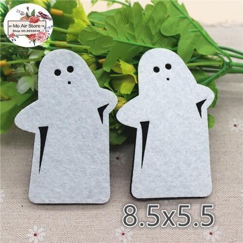 8.5x5.5CM 10pcs Non-woven patches Halloween white ghost Felt Appliques for clothes Sewing Supplies diy craft ornament