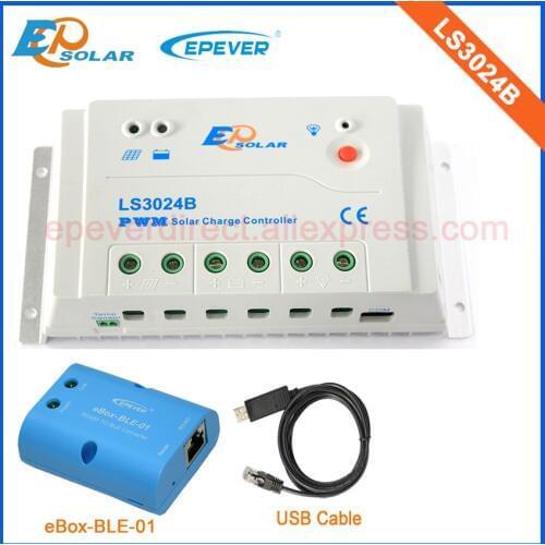 24V 30A Solar charger Controller PWM EPEVER Solar Battery 12V/24V auto work bluetooth eBOX function and USB communication cable