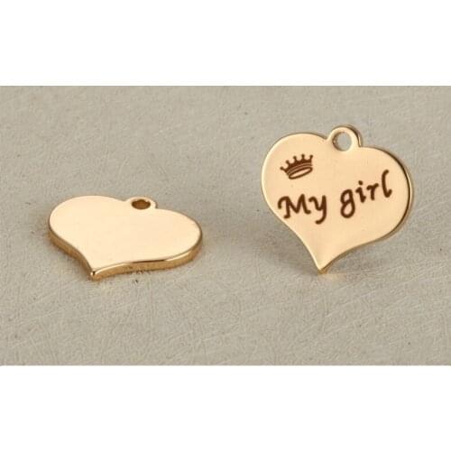 5pcs/lot 14*15mm My Girl Heart Charms , Stainless steel Heart Charm For Girl Friends Jewelry Making