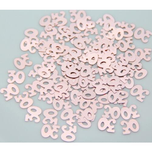 500Pcs Digital 30 Glitter Sequin Confetti Number Rose Gold Foil Confetti Scatter For Happy Brithday Table Decor Party Supplies