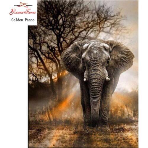 5D DIY Diamond Painting Full Square Drill "Animal Elephant" Embroidery Cross Stitch Gift Home Decor Gif