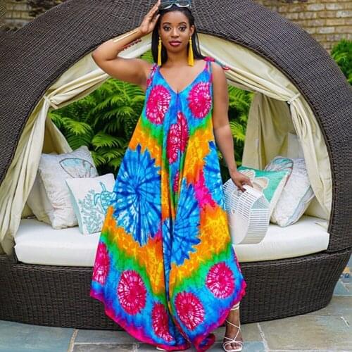 Polyester African Dresses For Women 2021 New Ladies Dashiki Print V-Collar Ankara Style Trousers Fashion Robe Africaine Jumpsuit