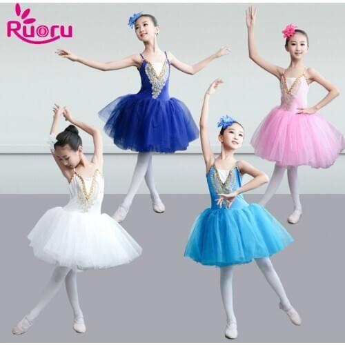 Ruoru Ballet Dress Skirt Competition Tutu Adult Girls Kids Ballet Tutu Costume Ballerina Dress Kids Women Pancake Tutu Dance