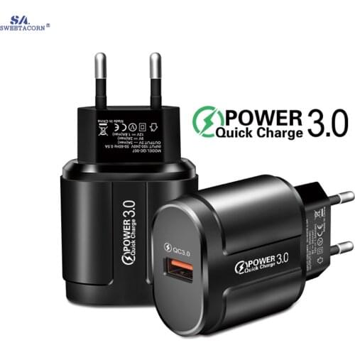 3A Quick Charger 3.0 USB Charging 18W QC 3.0 4.0 EU US Fast Travel Wall Mobile Phone Charger For iphone Samsung Xiaomi Huawei