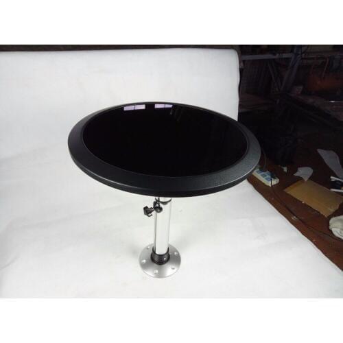 Caravan Motorhome Marine Boat Round Black Leather Table With Black Acrylic Insert 550mm 22 inch