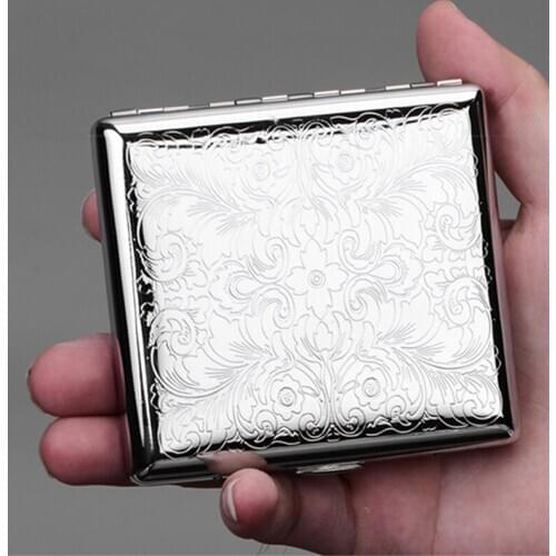 Pure Copper Printed Flower Cigarette Case Hold for 12pcs/20pcs Cigarettes Storage Box Smoking Tools Smoke Humidor Tobacco Case