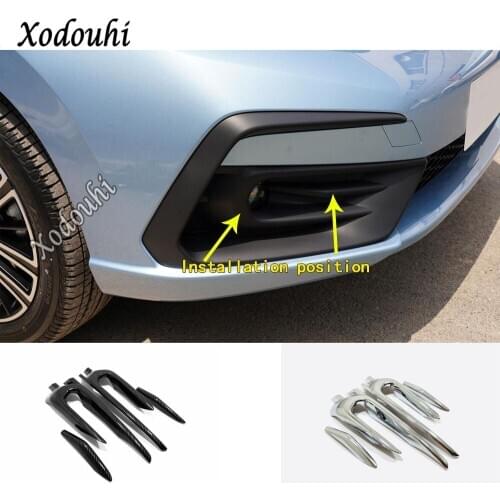 For Honda Fit Jazz 2020 2021 Car Body Cover Front Head Fog Light Lamp Detector Frame Stick Eyebrow ABS Trim Parts Garnish Hoods