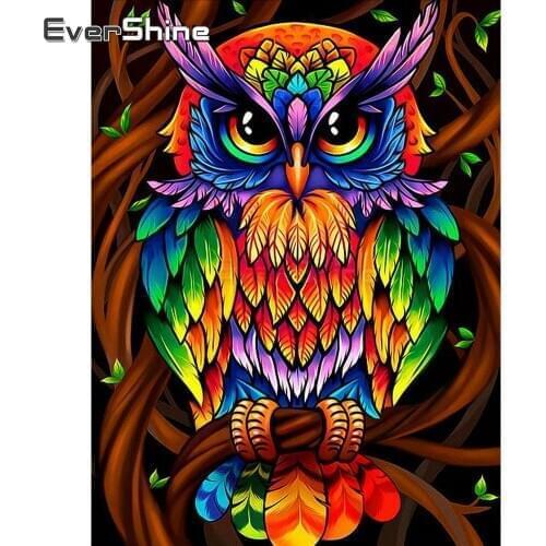 EverShine Diamond Embroidery Owl Diamond Painting Full Square Cartoon Animals Picture Rhinestones Cross Stitch Kits Diamond Art
