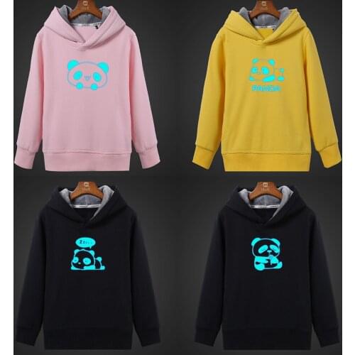Fluorescent Cute Giant Panda Luminous Hoodies Girls Hooded Sweatshirt Winter Fleece Warm Womens Tops Unisex Plus Size Coat