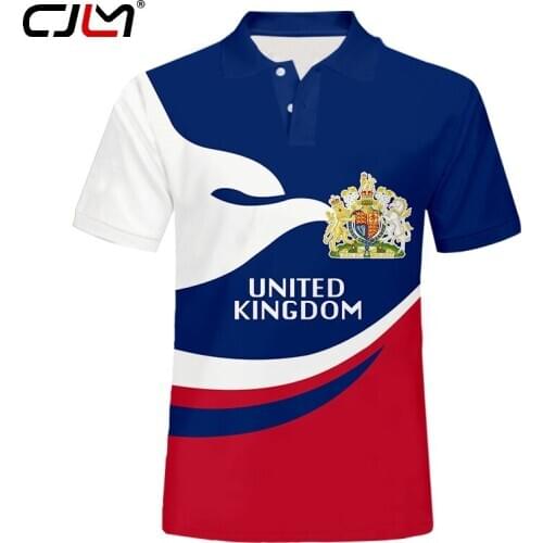 CJLM Brand Men Summer Short Sleeve 3D Print United kingdom badge Casual Fashion Polo Shirt Stand Collar Button Male large size