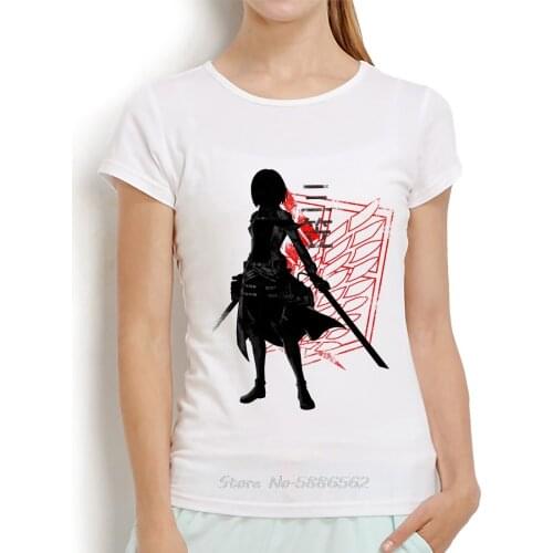 Attack On Titan Anime Mikasa Ackerman And Eren Jaeger T Shirt Women New Casual Short Sleeve Tshirt Femme Cute Streetwear t-shirt