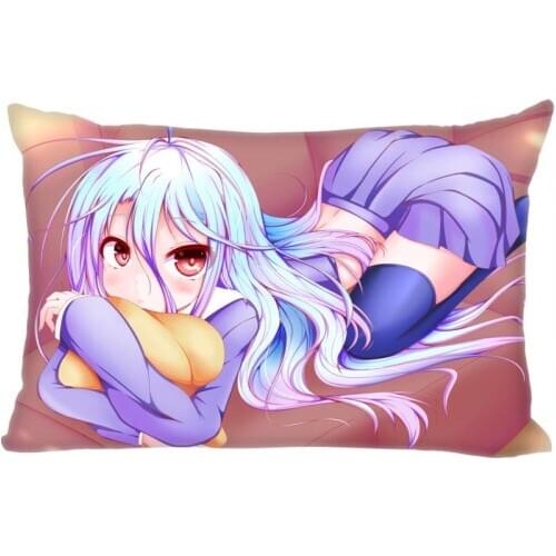 Hot Sale NO GAME NO LIFE Rectangle Pillowcase Custom Home textile Zipper Pillowcase Pillow Cover Size 45*35cm (one side) Print