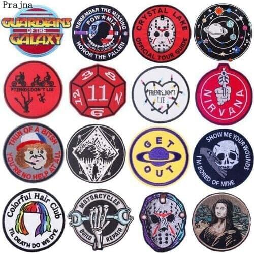 Prajna Round Clown Patch Iron On Patches Embroidered Patches For Clothing Stripes Punk Biker Style Patch Clothing DIY Appliques