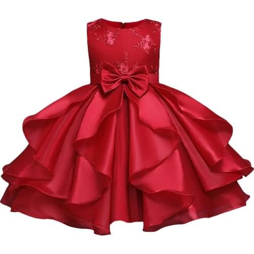 Summer Girls Flower Embroidery Princess Party Dress Baby Kids Christmas Wedding Ball Gown Dresses Children ClothesFor 3-10yrs