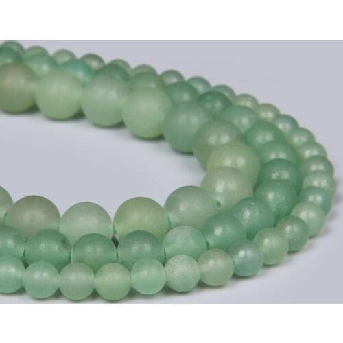 Matte Wholesale Natural Green Aventurine Jades Round Loose Stone Beads For Jewelry Making 15.5" 4/6/8/10/12mm Bracelet Necklace