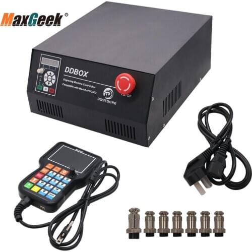 Maxgeek 4 Axis Motion Controller Box DDBOX 220V + Handheld Pendant NCH02 for Engraving Machine Mach 3