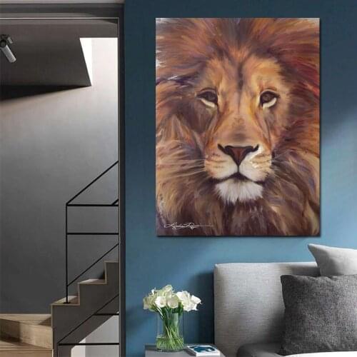 Fashion Print Oil Painting Wall Painting Lion Pop Art Home Decorative Wall Art Picture For Living Room Painting No Frame