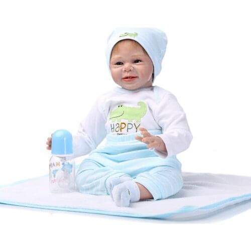 22'' 55cm soft Silicone Vinyl Doll Newborn Simulation Babydoll learning tools lovely style Baby toys Girls Present