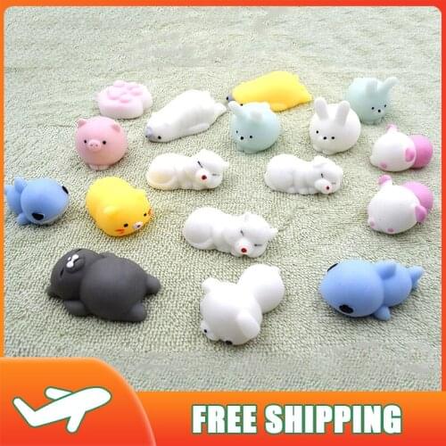 Mochi Squishy Animal Toys Stress Relief Toys Mochi Animals Toys Mini Animals Cat Cute Kawaii Decompression Toy Christmas Gift