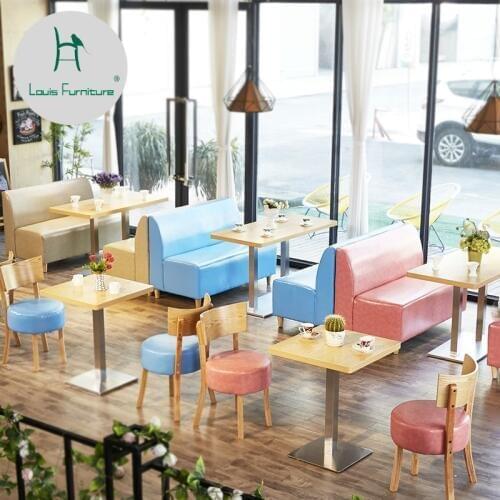 Louis Fashion Cafe Furniture Sets Tea Shop Table Chair Combination Dessert Shop Beverage Cake Leisure Refreshing Card Sofa