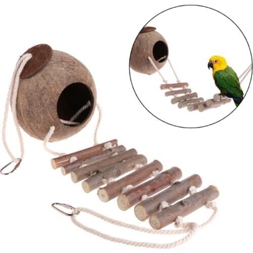 New Parrot Nest Natural Coconut Shell House Cage Parakeet Birds Squirrel Hamster Toys Pet Breed Decoration Supplies Pendant