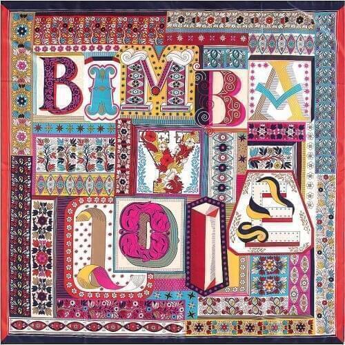 New Square Silk Scarf Luxury Brand Quality Women Scarves Wraps Hijab Colors Dot Letter Printed Super Large Bandana Scarf