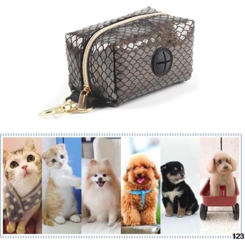 Dog Poop Bag Holder Leash Attachment Snake Print Waste Bag Dispenser Fit Most Dog Leash Portable for Hand Free Walking