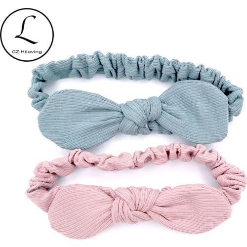 GZHilovingL Newborn Baby Boys Girls Cotton Ribbed Headbands Cute Bow Head bands For Newborn photography headband Accessories