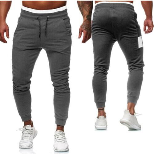 Plain Drawstring Slim Mens Casual Sports Pencil Pants Tracksuit Gym Workout Running Joggers Trousers Active Men Sweatpants