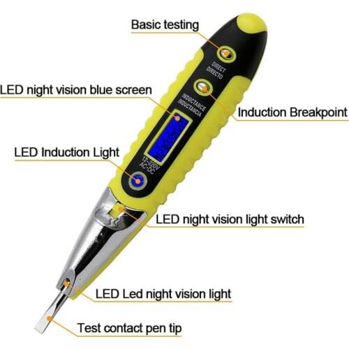 Wire Tracker Cable Tracker with Night Sight Voltage Detector Tester Tool 12-220V LCD Multiple Sensor AC DC Electric Test Pen